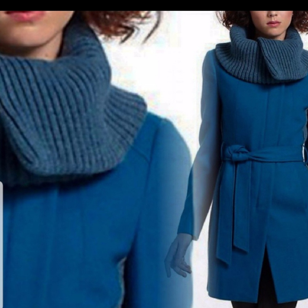 Anthropologie elevenses blue trench wool size 10